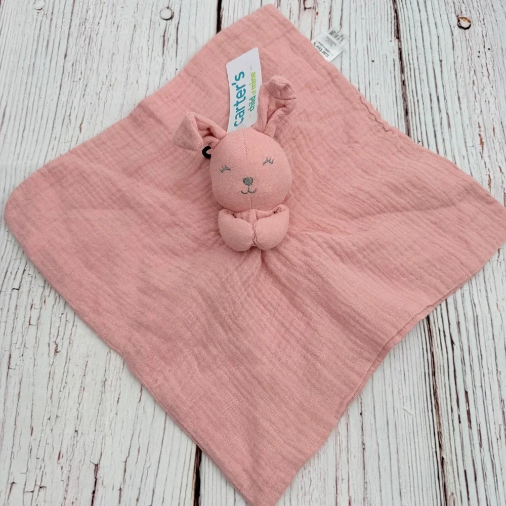 Carter's Child of Mine Pink Bunny Muslin Lovey Security Blanket‎ CM01547-1SZ-WMT